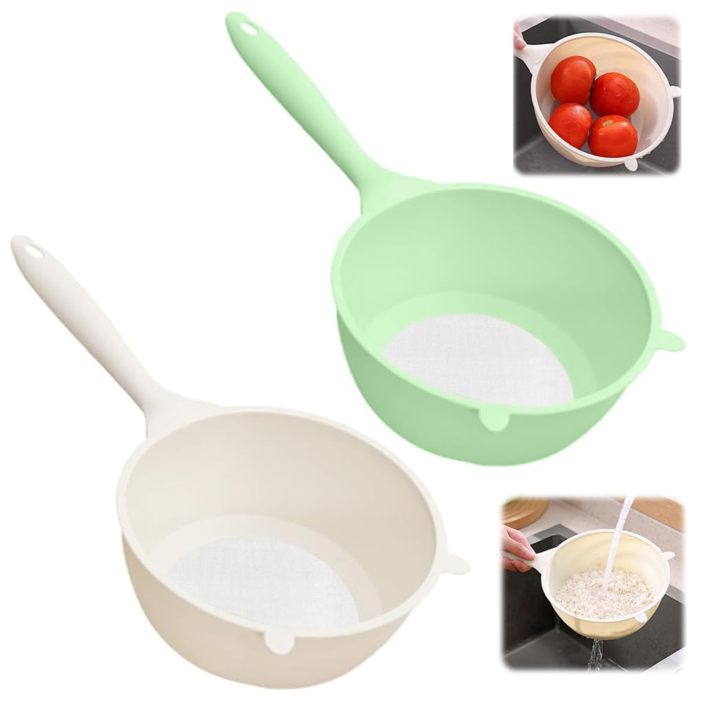 HASTHIP 2 Packs Draining Basket Strainer, Kitchen Washing Vegetables and Fruit Draining Basket Strainer, Multifunctional Rice Strainer and Sieve, Kitchen Drain Basket HASTHIP 2 Packs Draining Basket Strainer, Kitchen Washing Vegetables and Fruit Draining Basket Strainer, Multifunctional Rice Strainer and Sieve, Kitchen Drain Basket